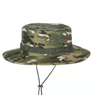 China Character New Products Breathable Wide-Brim Camouflage Jungle With String Cap Tactical Military Hat for sale