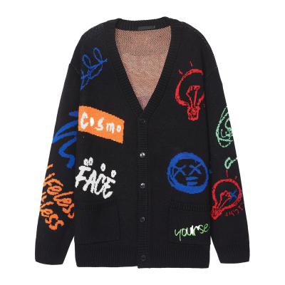 China 2021 Anti-wrinkle custom OEM and ODM sleeveless long knit jacquard cardigan sweaters V-neck men clothes fashion knitted cardigan sweater man for sale