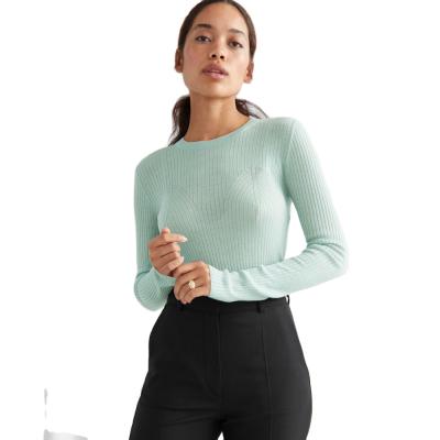 China 2021 Wholesale Custom Anti-wrinkle knitwear women sleeving long womens sweater fitted wool knit top fashion girl knitted pullover woman sweater for sale