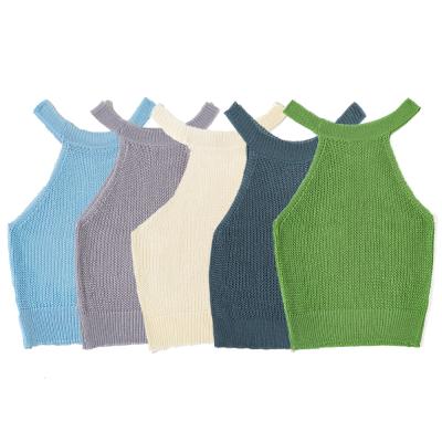 China wholesale custom Anti-wrinkle 2022 women sweater knit short vest tank top girl knitwear ladies camisole knit sweater top vest knit vest for sale