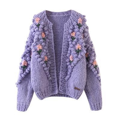 China 2021 Anti-Wrinkle Custom OEM and ODM Women Winter Sweater Hollow Crocheted Hand Crocheted Crocheted Knitwear Cardigan Sweater Women for sale