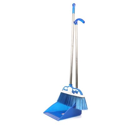 China High Quality Durable Butterfly Broom Indoor Cleaning Plastic Dustpan Set Soft Fur Floor Sweep Stainless Steel Rod Broom for sale