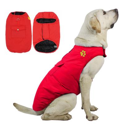 China Sustainable Supply Large Autumn Winter Warm Vest Reflective Dog Padded Outdoor Thickened Waterproof Windproof Double Sided Coat Pet Coat for sale