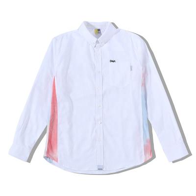 China Lowest Price Custom Made Logo Staff Uniform All Over Print CVC Oxford Paneled Full Sleeve Shirt For Uniform for sale