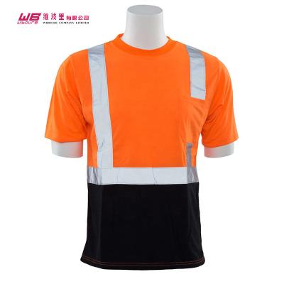 China Fluorescent Yellow High Visibility Polyester Two Tone Express Tee High Quality Anti-Shrink Tee Comfort Order Visibility T-Shirt For Men for sale