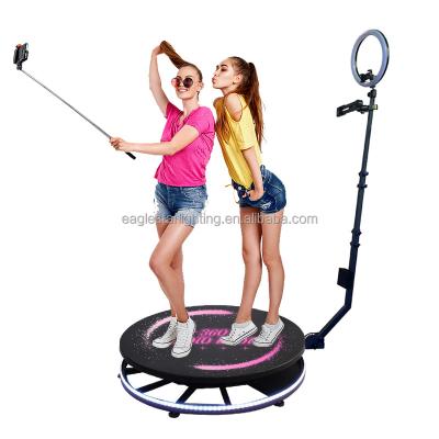 China Carbon steel custom logo/acrylic portable 360 ​​selfie photo booth auto remote control rig with led ring lights for sale