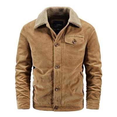 China 2021 Fashions Breathable Winter Plus Size Warm Collar Mens Corduroy Fleece Turn-down Jackets Coats for sale