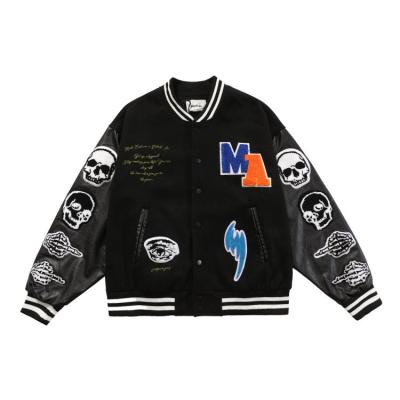 China 2021 new design high quality viable drop shipping bomber jacket embroidery patch baseball street mens letterman jacket varsity for men for sale