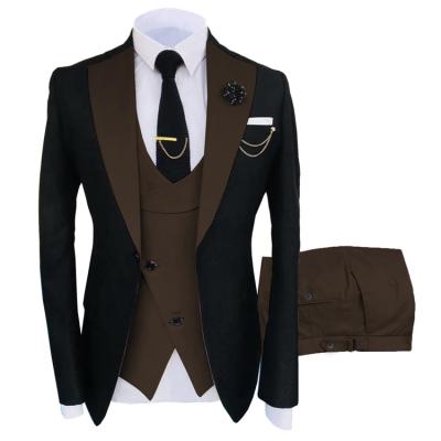 China High Quality Anti-static Men's Business Casual Suit 3 PCS (Blazer+Vest+Pants) Groomsmen's Wedding Dress for sale