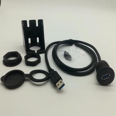 China For Car Truck Boat Motorcycle Dashboard Waterproof Design Flush Mount USB3.0 to Male USB3.0 to Panel Female Waterproof Extension Cable for Car Boat and Motorcycle for sale