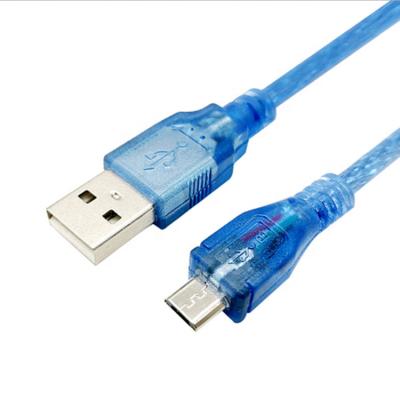 China Transparent Blue Micro Computer Data Charger Cable 30cm OD6.0mm USB 2.0 for sale