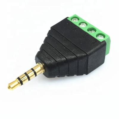 China With Screw Terminal 3.5mm Jack 4 Pole Plug Gold Plated Screw Audio Connector for sale