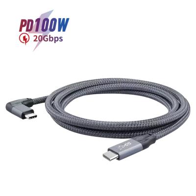 China OEM ODM PD 100W 3.2 Gen2 Multi Function Data Transfer Cable Nylon 90 Degree Support 20Gbps Transfer Speed ​​Type C To Type C Cable For Macbook Pro for sale