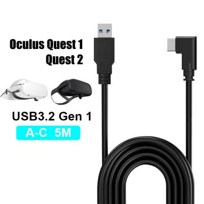 China 3A 16Ft Fast Charging 90 Degree Gen1 Usb 3.2 Right Angle Type C Cable For VR Oculus Quest2 Link Cable for sale