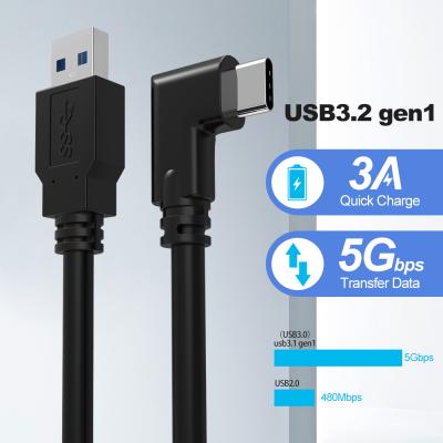 China Quick Charging 3A 4M/5M 90 Degree Gen1 Usb 3.2 Right Angle Type C Cable For VR Oculus Quest2 Link Cable for sale