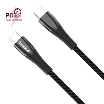 China Fast Charging Speed ​​Dataroad wholesale metal nylon braided 1m 3A 65w usb c to type usb c cable for sale