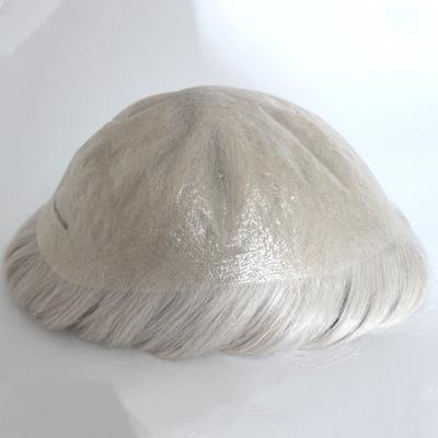 China 02mm-06mmPU Bleached Knots Full Lace Mens Hairpiece 100% Swiss Hair Toupee 100% Swiss Hair for sale