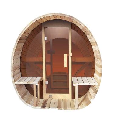 China With Transom Windows Cedar Lover New Product Large Body Spa 4-6 People Light Red Cedar Solid Wood Outdoor Barrel Sauna for sale