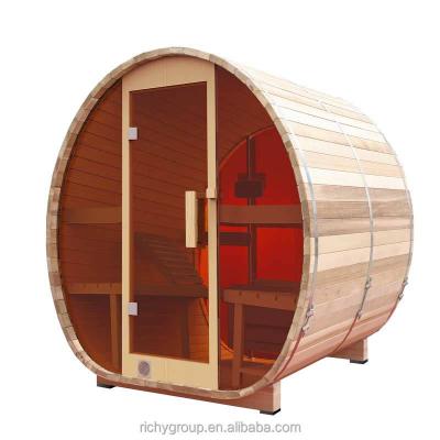 China Computer Control Panel China Supplier Customize 4 Person Outdoor Glass Hemlock Barrel Sauna Room for sale