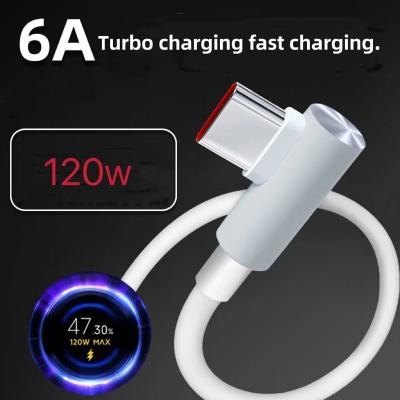 China Mobile Phone Elbow 6A Turbo Charger Cable Fast Charging Type C Line For Xiao MI 10 11 pro note 10 Lite Redmi K40 Pocophone F1 F2 9Se CC9 for sale