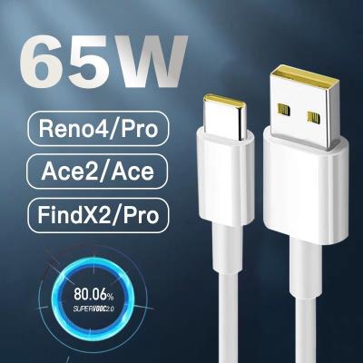 China Fast Charging Type-C Mobile Phone Cable 6A SUPERVOOC For Oppo Find pro Reno 4 Ace Realme X50 6 7 pro Q5 X50m V5 X2 X3 for sale