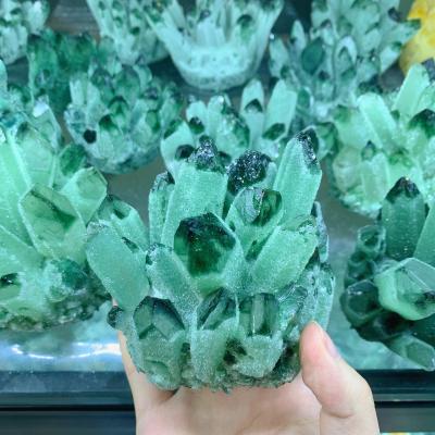 China Wholesale Natural High Quality Crystal Quartz Green Ghost Group China Healing Group Home Decoration for sale