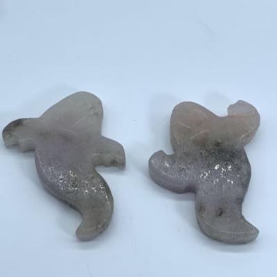 China China Treat or Trick Natural Pink Ghost Carvings Crystal Gem Stone Ghost Carvings Purple Halloween for sale