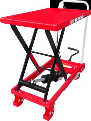 China Foot Pedal Hydraulic Elevating Lift Carts Heavy Loads Battery Lifting Trolley Swivel Wheel for sale