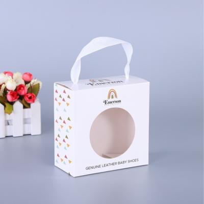 China Recyclable Custom Logo Package Recycled White Kraft Paper Gift Box Mini Baby Shoes Packaging for sale