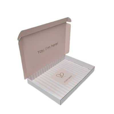 China Recyclable Blank Biodegradable Mailing Mailing Tuck Top Corrugated Cardboard Paper Boxes With Logo For Clothes Clothing Packaging for sale