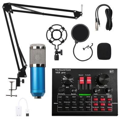 China Professional metal button pro V8X wholesale OEM studio BM-800 condenser microphone audio interface USB sound card for Live Stream In Stock for sale