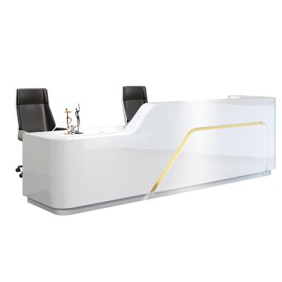 China Modern Reception Convertible Table Counter Reception Desk White L Shaped Front Reception for sale