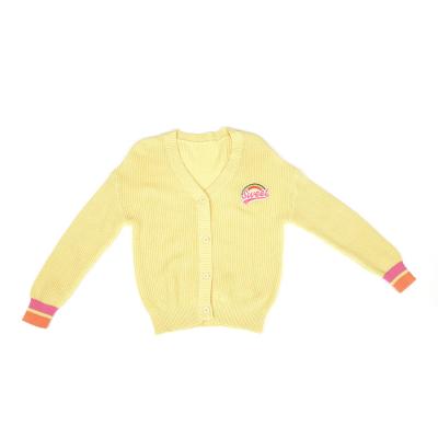 China Yellow Kids Anti Shrink Sweater Cardigan Sweater Designs For Girls Clothing Sweater Wool Designs For Girls for sale