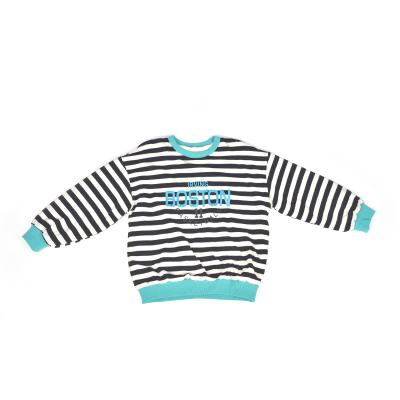 China Autumn Warm Fleece In Line Wholesale Crewneck Kids Long Sleeve Pullover Kids Cotton Stripe Pattern Sweatshirts Anti-Shrink for sale