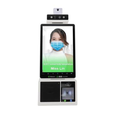 China SDK all in one touch screen temperature recognition kiosk liveness detection kiosk temperature screening measurement device for sale