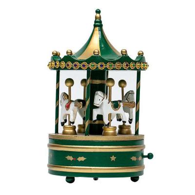 China Custom Carousel Wooden Horse Christmas Toy Children's Favorite Game Music Box 12.5*23*0cm for sale