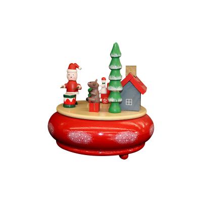 China Luxurious Wooden Christmas Decorations Music Box For Kids Gift Set 12*12*24cm for sale