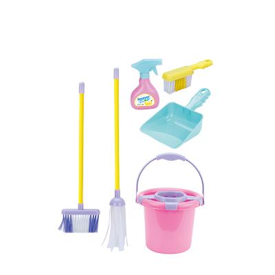 China PP Pretend Play House Plastic Cleaning Tools Ware Bucket Sweeps Broom Toys Cleaning for sale