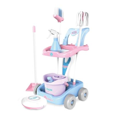 China House Play Trolley Tools Cleaning Toys Set Pretend With Plastic Sweeper 50*13*37cm for sale