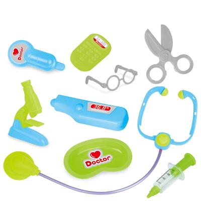 China Funny Toys Doctor Kit For Children 9pcs Medical Toys 2 Different Color Assorted Doctor Kit For Kids Role Play for sale