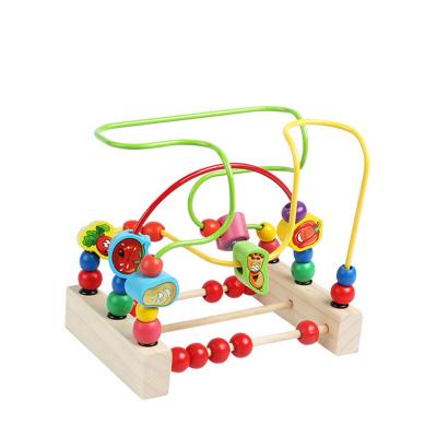 China Wooden Fruit Bead Rolling Maze In Cube Toy Preschool Puzzle 3d Baby Information Activity for sale