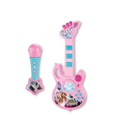 China Wholesale Electric Guitar Lighted Musical Instrument Kids Guitar With Microphone Toy for sale