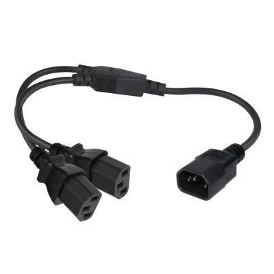 China Computer Ups Server IEC 320 Male 2 Way Adapter Y Splitter C14 Female To C13 Power Cord for sale