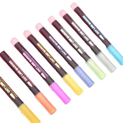 China Cutting elements and ink trends are the 24 colors inseparable gift writing Pen Double Line Contour Drawing Pens for student card making for sale