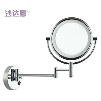 China Factory New Products Magnifying Bathroom Round Wall Mirror Makeup Smart Double Sided Stainless Steel Folding Lighted Makeup Mirror for sale