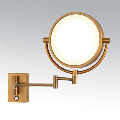 China Professional Wall Mounted Magnifying Makeup Mirror Led Light Magnified 10 Times Bend Bath Mirror Espelho Cosmetic for sale