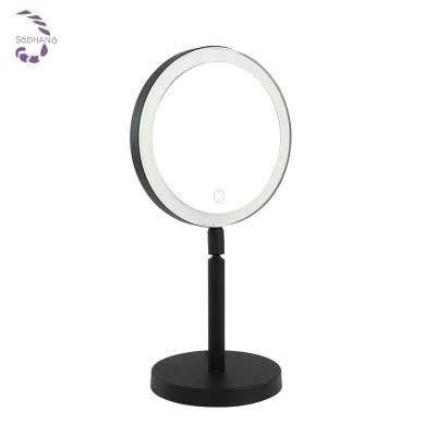 China New product lighted 8 inch cosmetic magnifying mirror with black color led mirror for sale