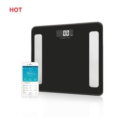 China With Tray Biggest Loser 180kg/100g Smart Scale Body Fat Water Bone Calorie Tempered Glass Digital Weight BMI Bathroom Scale for sale