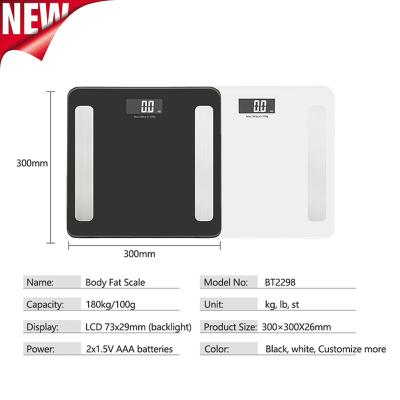 China Wireless 180KG Weight Scale Personal Digital Bathroom Scales Electronic Smart Bathroom Body Fat Scale for sale