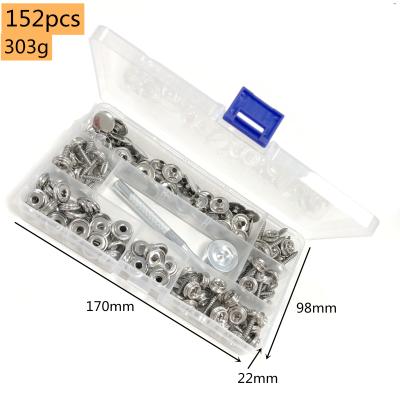 China 152pcs Viable Brass Snap Knob With Stainless Screw With Tools 0.6 Inch. in length packed with storage box for yacht and baby chair for sale